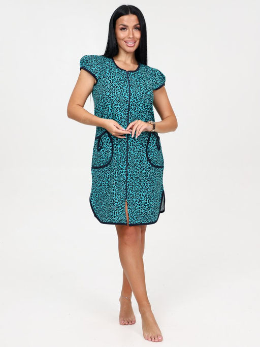 106 ЖЕНСКИЙ ХАЛАТ (Бирюза/леопард) - А-дина фото 3