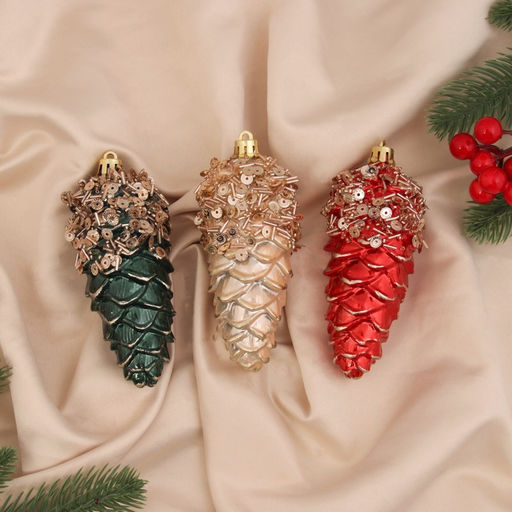 Ёлочные игрушки 3 шт. Шишка Коул 124 см, микс