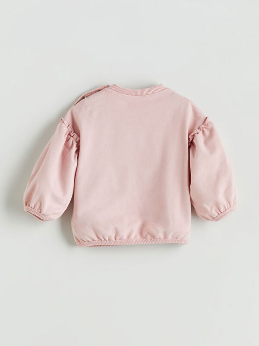 Bisiklet Yaka K?z Bebek Sweatshirt ve E?ofman Alt 2li