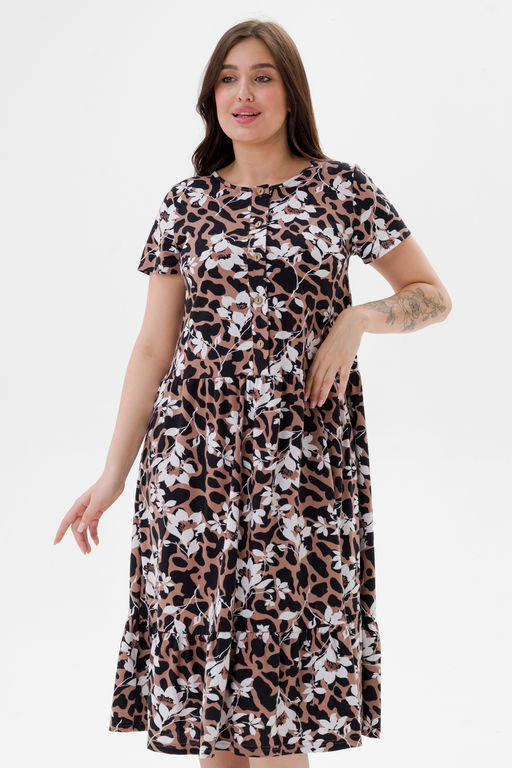 Платье женское из кулирки Кармелита 2 цветок кофе - Амадэль фото 5