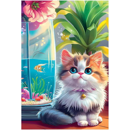 Puzzle ТРИ СОВЫ 104 элемента "Котенок у аквариума" (ПК104_64401)