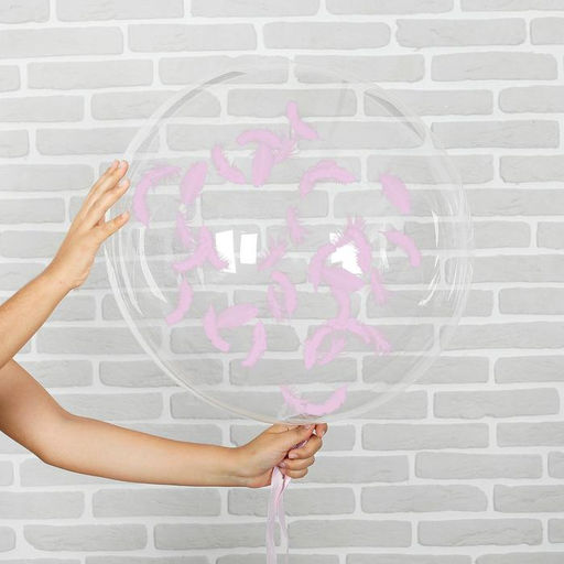 Воздушный шар полимерный 18", с перьями