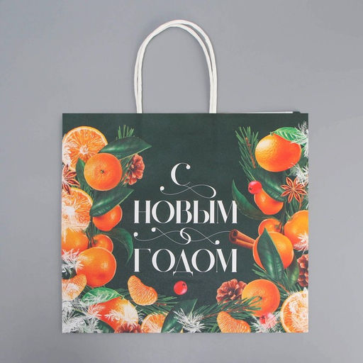 Пакет подарочный крафтовый Новогодняя суета, 25 х 22 х 12 см - Дарите счастье фото 5