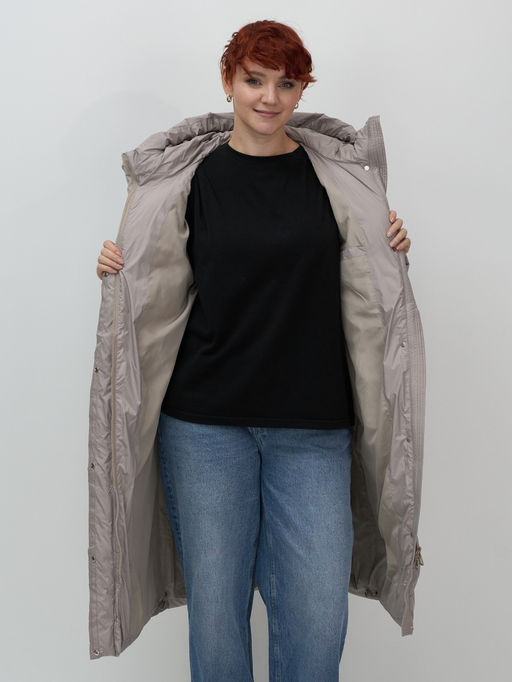 Пальто зимнее утепленное с капюшоном женское серого цвета 7623Sr - Visdeer фото 14