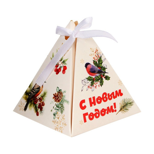 Цена за 5 шт. Бонбоньерка новогодняя, подарочная упаковка С Новым годом, 7?7?7.5 см
