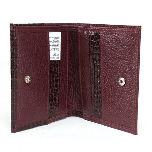 Портмоне женское Croco-ПР-914 натуральная кожа 2 отд, 5 карм, бордо флотер/бордо крокодил (120/175) 235501  фото 3