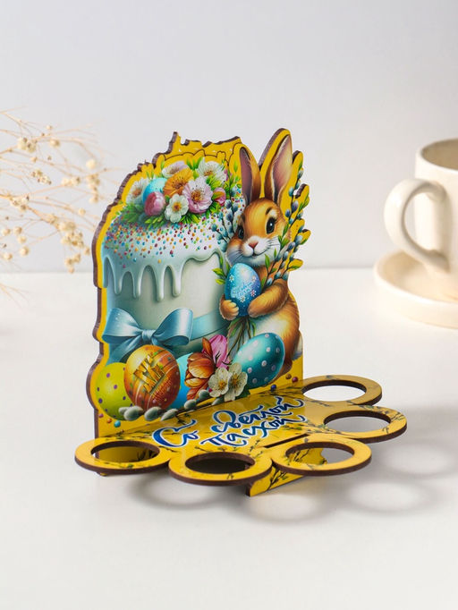 Подставка для 5 яиц Зайка, жёлтая, 17?14?10 см