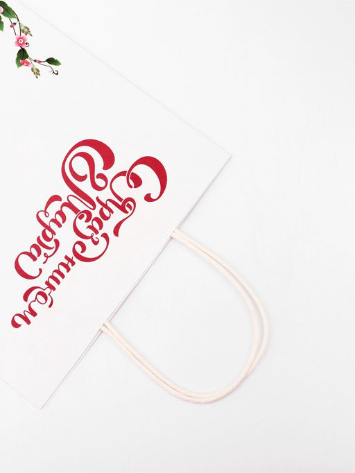 Цена за 2 шт. Пакет подарочный крафт С Праздником 8 марта! 21?11?27 см