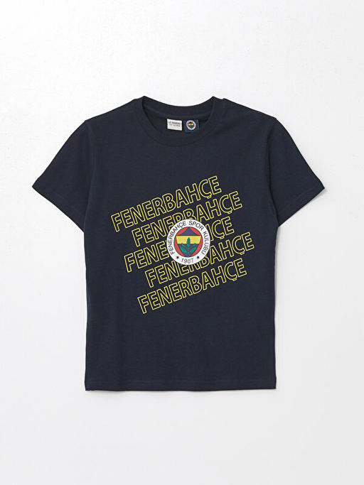 Bisiklet Yaka Fenerbah?e Bask?l? K?sa Kollu Erkek ?ocuk Ti??rt