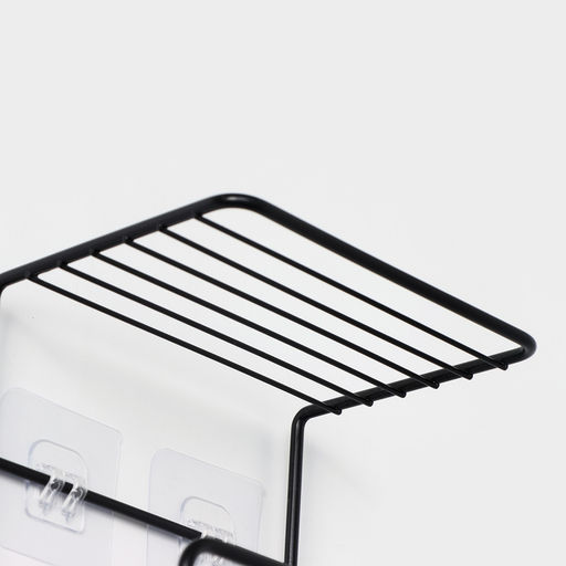 Держатель для полотенец с полкой, 15.5×12.5×33.5 см, чёрный