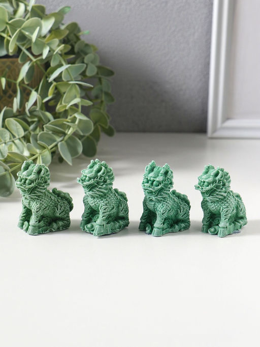 Набор фигурок 4 шт. «Собаки Фу», полистоун, зелёный, 2.3×4.5×5 см