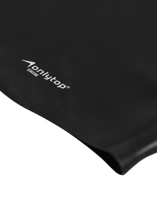 Шапочка для плавания взрослая ONLYTOP, для длинных волос, силиконовая, обхват 54-60 см, чёрная