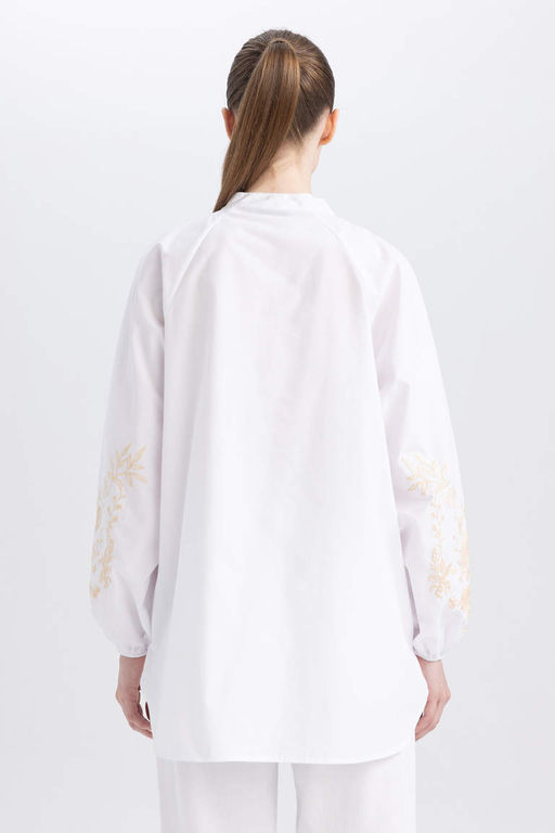 Туника из поплина с длинными рукавами и принтом Relax Fit - Defacto фото 10