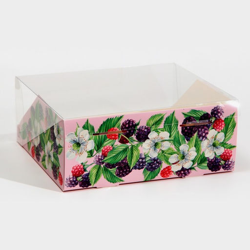Цена за 5 шт. Коробка для кондитерских изделий с PVC-крышкой Ягоды, 25 х 22,5 х 10 см - Дарите счастье фото 4