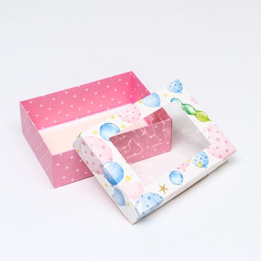 Цена за 5 шт. Коробка складная, с окном Шары в день рождения 21 х 15 х 7 см - UPAK LAND фото 5