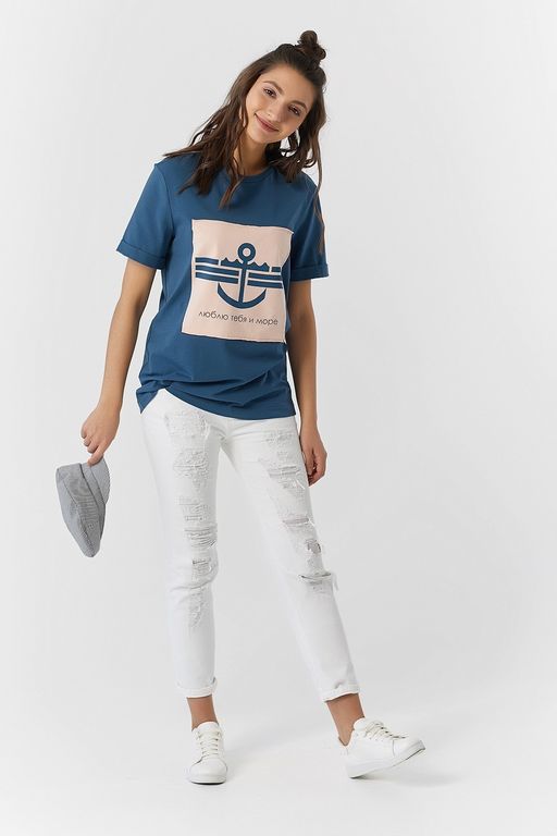 Футболка с принтом люблю тебя и море