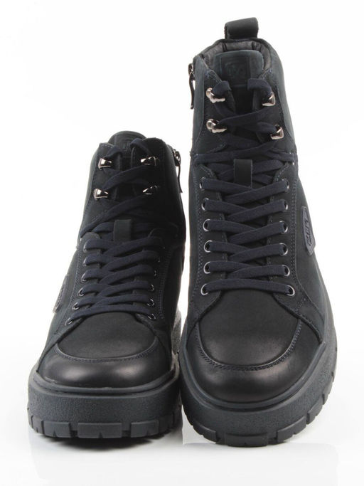 05-AW1002-6M DK. BLUE Ботинки зимние мужские (натуральная кожа, натуральный мех)