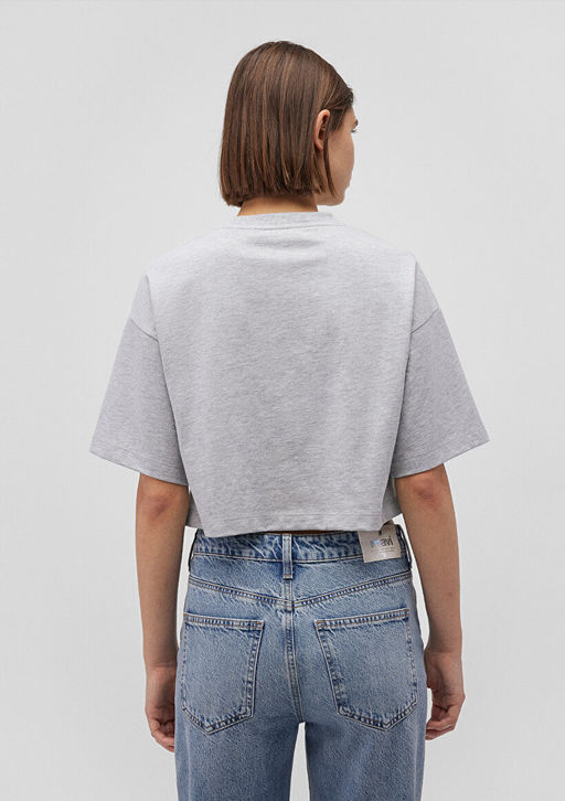 Mavi Logo Bask?l? Gri Crop Tisort  фото 4
