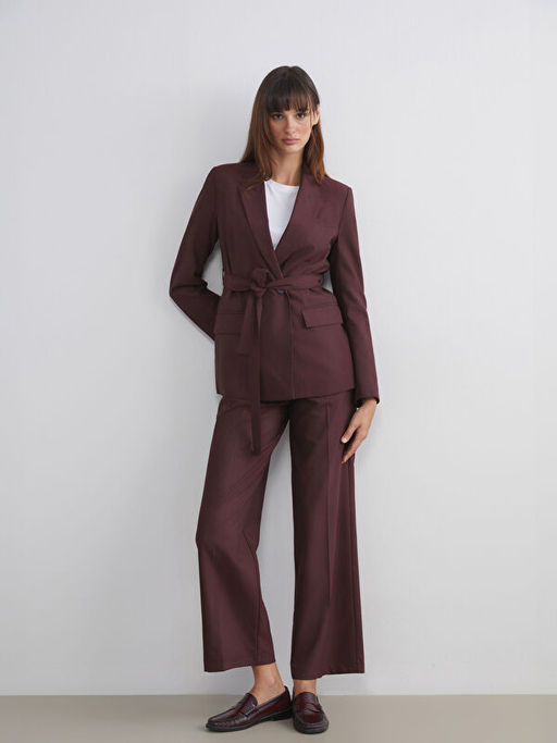 ?izgili Beli Ku?akl? Kad?n Blazer Ceket