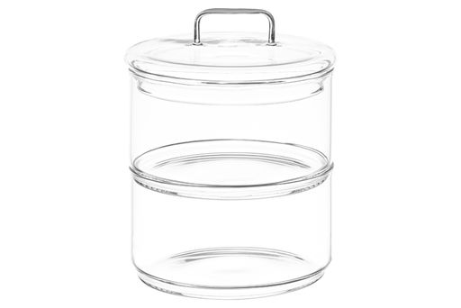 Банка д/хранения 3-х секционная 400 мл 11,5*11,5*20 см "Crystal glass" + стеклянная крышка, стекло