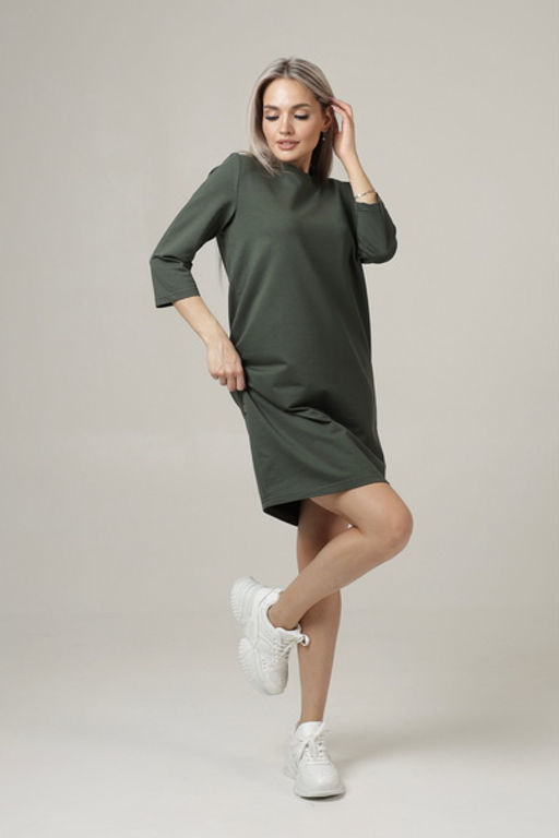 Платье женское П-145 (футер с лайкрой) Хаки - Elenatex фото 2