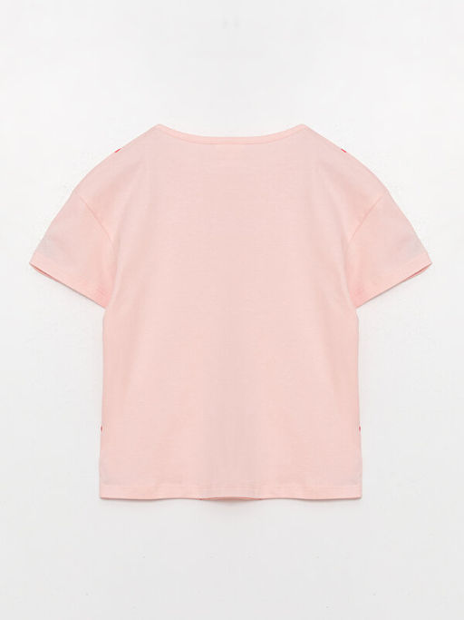 Bisiklet Yaka Bask?l? K?sa Kollu K?z Bebek Ti??rt