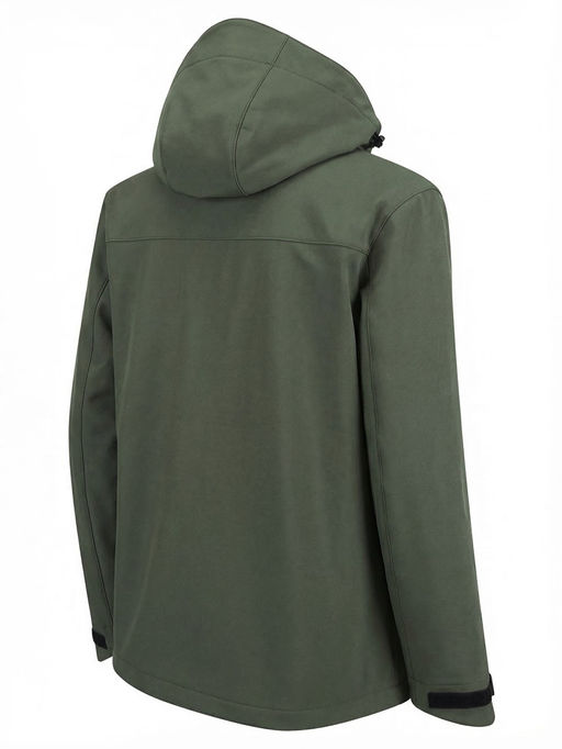 Ветровка мужская софтшелл виндстоппер с капюшоном спортивная цвета хаки 9615_1Kh