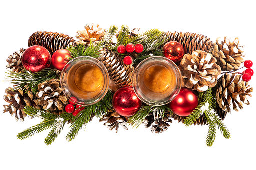 Новогоднее украшение подсвечник 32*14*8 см Заснеженные шишки на 2 свечи прямоугольный - Elan gallery фото 6