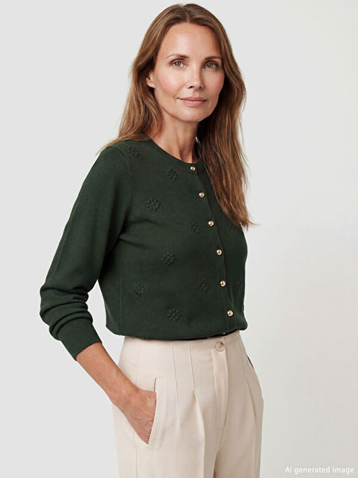 Bisiklet Yaka Kendinden Desenli Kad?n Triko H?rka