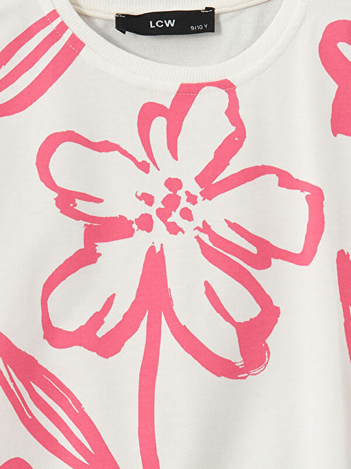 Bisiklet Yaka ?i?ekli K?z ?ocuk Sweatshirt - Waikiki фото 2