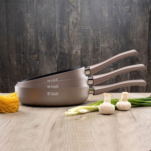 Сковорода с антипригарным покрытием д26см Комфорт, h6,3см, s2,5мм, дно д19,3см, s3мм, глубокая, штампованный алюминий, бакелитовая ручка, TalleR (Китай) Подходит для всех видов плит, включая индукционную. - Домашняя мода фото 6