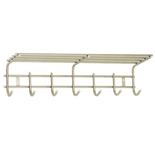 Вешалка для одежды 7 крючков с полкой метал. (хром)