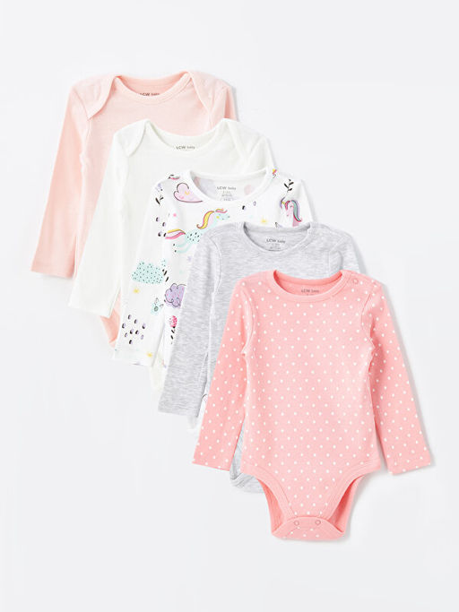 Bisiklet Yaka Uzun Kollu K?z Bebek ??t??tl? Body 5li