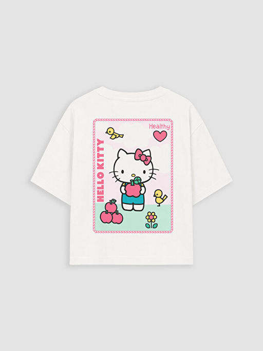 Bisiklet Yaka Hello Kitty Bask?l? K?z ?ocuk Ti??rt