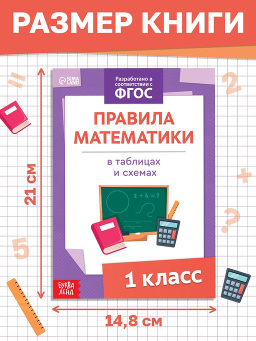 Цена за 9 шт. Книга «Правила математики» 1 класс, 16 стр.