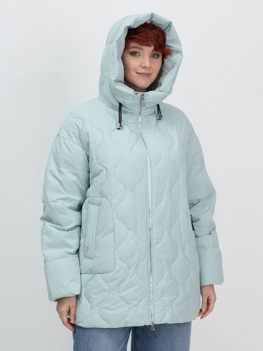 Куртка женская демисезонная с капюшоном бирюзового цвета 1140Br