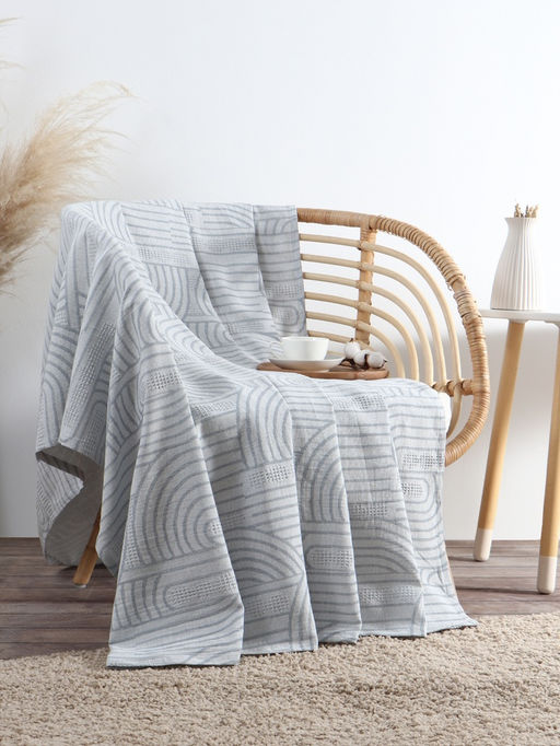 Плед «Этель» Cotton, 220×240 см, хлопок 100%, синий