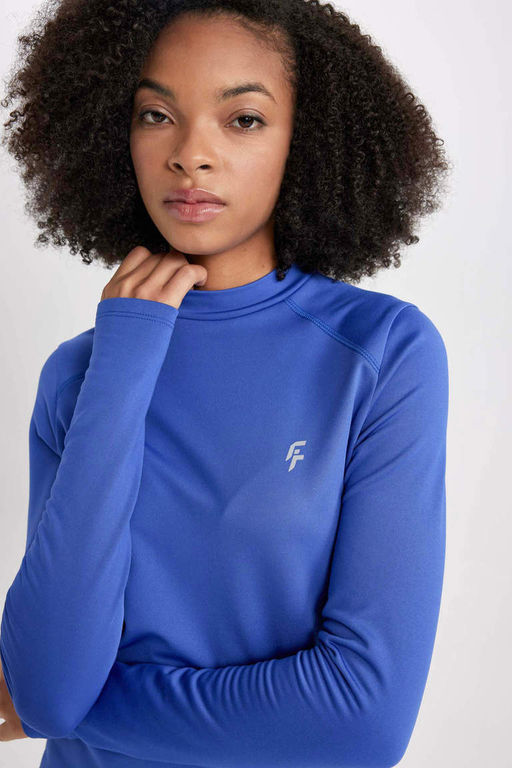 DeFactoFit Футболка с длинным рукавом и воротником стандартной посадки с принтом  фото 3