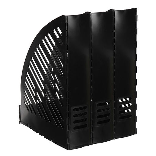 Лоток для бумаг А4, вертикальный, 3 отделения, чёрный