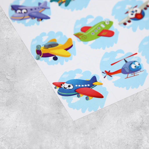 Цена за 10 шт. Наклейки детские бумажные «Самолетики», c раскраской на обороте, 10 х 14 см