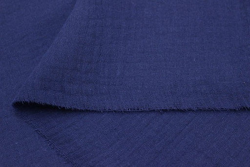Муслин двухслойный с эффектом жатости цв.Т.джинсово-синий, ш.1.4м, хлопок-100%, 110гр/м.кв - Купава фото 4