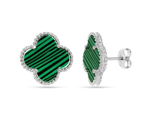 Серьги из серебра малахит прес., ТВЛ-1