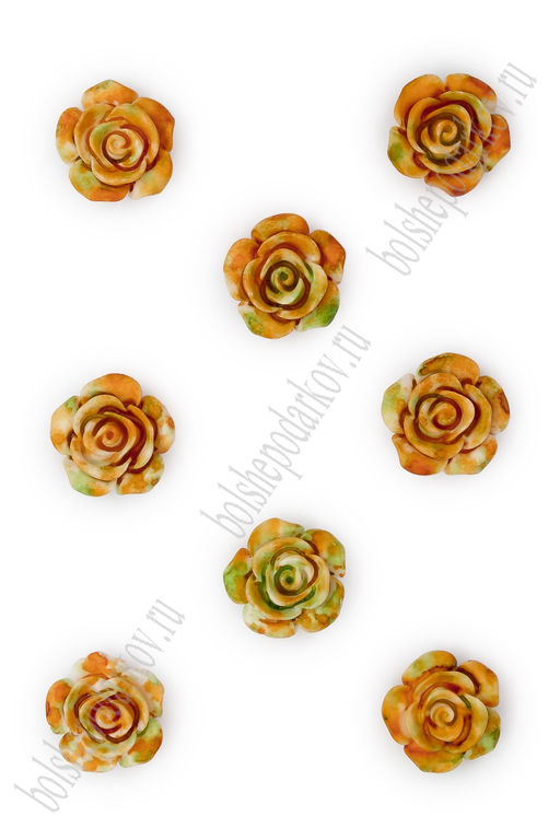 Кабошон Розочка разноцветная 15 мм (50 шт) ВР-359, оранжево-белый