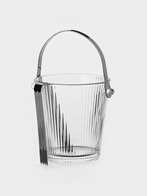 Ведро для льда «Риф», 900 мл, 15.5×14×13.5 см, с щипцами, стекло, прозрачное