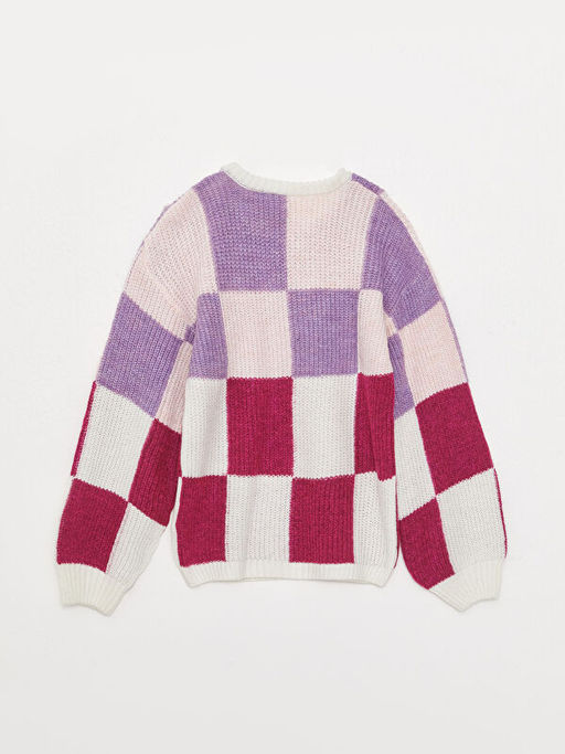 Bisiklet Yaka Ekose Uzun Kollu K?z ?ocuk Triko Kazak - Waikiki фото 2