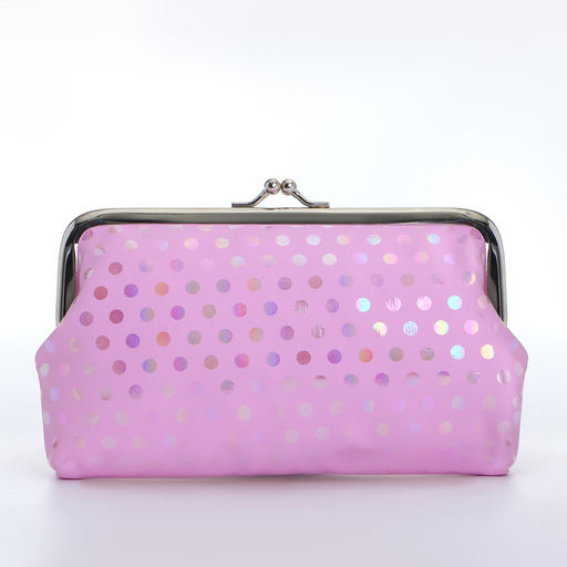 Косметичка женская на фермуаре, маленькая, с принтом Перламутровый горох, розовый - Simaland фото 2