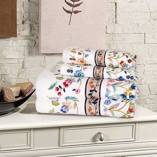 "Япония-2021" Полотенце махровое 34х78см, плотность 300гр/м2, 100% хлопок, с вышивкой, "Васильки", синий, Bolangde (Китай)