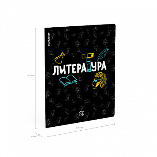 Цена за 5 шт. Тетрадь общая ученическая ErichKrause Inscription, Литература, 48 листов, линейка, твин-лак  фото 4