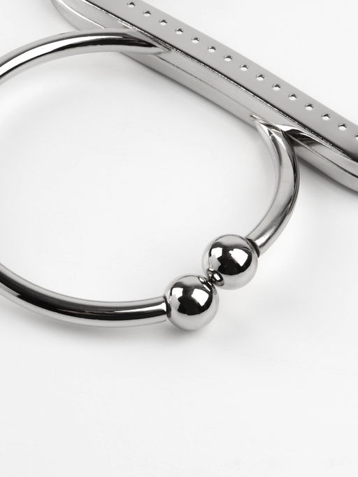 Фермуар пришивной, 12.5×7.5 см, с ручкой d=7.5×9 см, цвет серебряный