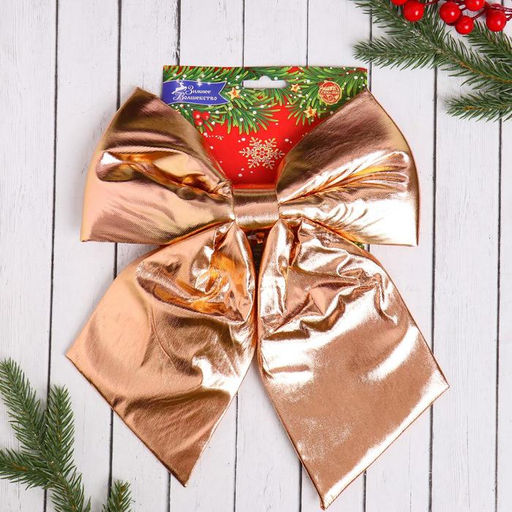 Ёлочная игрушка Зимнее волшебство. Бант текстиль, 2426 см, золото  фото 2